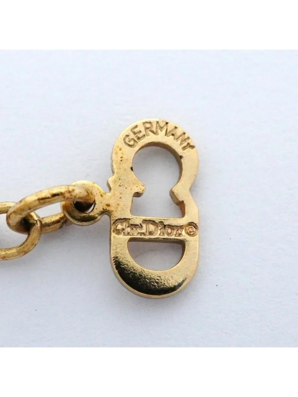 ★SOLD★ Dior Necklace Cdlogo Gold Plated Line Stone - Picture 5 of 9